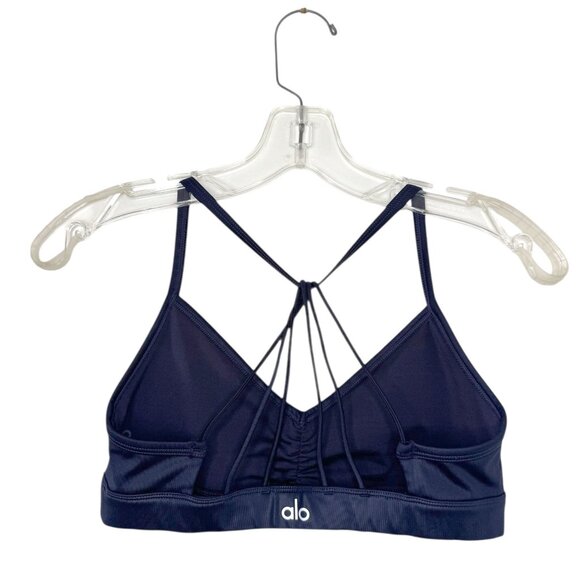Alo Yoga Sunny Strappy Sports Bra Navy Gloss - Picture 9 of 11